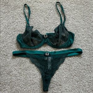 Luxurious Teal Lace Bra Set